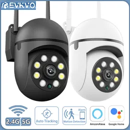 IP -камеры Evkvo 3MP 5G Wi -Fi Supiillance Camera Camera Auto Tranking Full Color Night Vision Mini Outdoor Waterpter PTZ IP -камера Security Alexa 230706