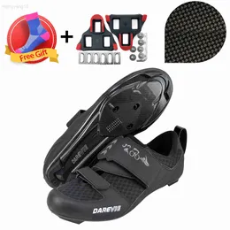 Cycling Footwear DAREVIE Pro Carbon Cycling Shoes Race Triathlon Shoes 10 Level Hard Carbon Light Road Cycling Shoes Men Women Cycling Sneakers HKD230706