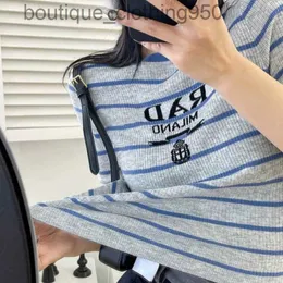 hot Summer womens T shirt casual round neck short sleeve top designer t shirt striped letter printing graphic tee slim-fit knitted half sleeves T-shirt