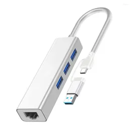 Computer Hub Compact 2 in 1 driver-free 4-poorts USB 3.0 met LAN-netwerk