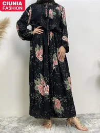 Ethnische Kleidung Ramadan Abaya für Frauen Chiffon gedruckt muslimische Frau Kleid Dubai bescheidene Robe islamische elegante Sommer Türkei lange Kleider