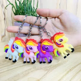 4pcs multicolore morbido fumetto arcobaleno pony portachiavi, simpatico ciondolo creativo per zaino borsa, per colleghe ragazze, accessori ciondolo portachiavi auto