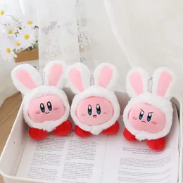 Plyschnyckelringar Kanin Kirby Plyschnyckelring Kawaii Pink Cartoon Rabbit Star Kirby Lover Kawaii Accessoarer Väska Ornament Baby Gfit Leksaker 230705