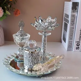 Other Home Garden 5 in 1 Luxury Crystal Arabic Incense Set 2023 Bakhoor Censer With Diamond Dish Arabian Decor for Ramadan Gifts 230705