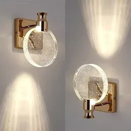 Candeeiros de parede Lâmpada de cristal de bolha Lâmpada de quarto de luxo Arandela de cabeceira TV Fundo Sala de estar Decoração de casa Dispositivo de iluminação