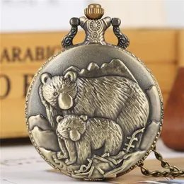 Ожерелье для карманных часов белого медведя - винтажный бронзовый кусочек подвесной ретро -часы для всех возрастов 272b