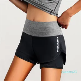 Roupas de ioga Shorts de ioga de verão para mulheres, shorts esportivos para corrida ao ar livre, elástico, patchwork, esportes, yoga