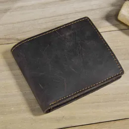 Newsbirds prosta konstrukcja skórzany krótki portfel dla mężczyzn męski prawdziwy krowi krótki portfel na karty Mini męska wąska torebka portfel męski cienki