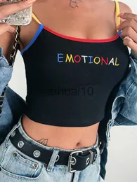 DIY Tanks Camis 2023 Summer Women Women Crop Top Top Topped Ladies Spaghetti Strap Elastic Camisole Сексуальная эмоциональная эмоциональная вышива