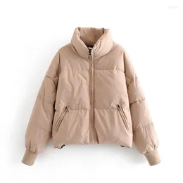 Gabardinas femininas Design europeu Casual Parkas acolchoadas de algodão gola alta manga comprida Jaqueta quente XSSML