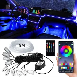 LED Sign 10 In 1 Car Interior Ambient Light Fiber Optic Foot Door Auto Atmosphere Lamp Decoration Neon Strip Remote App Music Control RGB HKD230706
