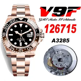 V9F GMT Root Beer A3285 Automatyczne męskie zegarek V4 126715 40 Rose Gold Cola Ceramic Bezel Black Dial 904L Ostersteel Bransoletka Super 206z