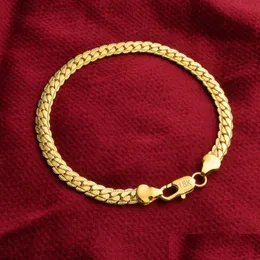 Pulseira de corrente de cobra de 5 mm banhada a ouro 18 quilates e prata esterlina 925 elos masculinos para mulheres joias hip hop em entrega direta em estoque Dhcm2