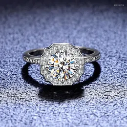 Cluster-Ringe, Diamanttest bestanden, ausgezeichneter Schliff, 1 D-Farbe, gute Qualität, Moissanit-Kissenring, Silber 925, Platin, Hochzeitsschmuck