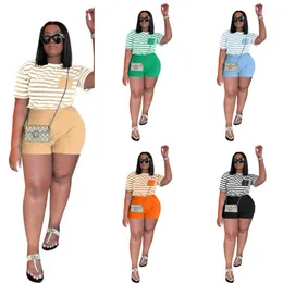 Summer Sportwear Designer Womens Tracksuits 2 Pieces shorts Outfits Fashion Striped Short Sleeve T-shirt Matching Set