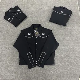 Jaquetas masculinas Jaqueta preta feminina 1:1 de alta qualidade borboleta vintage bordada agulhas AWGE casacos etiqueta interna