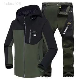 Fishing Accessories Winter 2023 Outdoor Sports Jacket Men's Suit Soft Shell Fishing Breathable Pants Waterproof Fishing Suit Bicycle Sportswear HKD230706