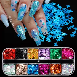 Nagelglitzerspiegel, glitzernde Schmetterlingsnägel, Pailletten, gemischte Farben, schillernder Glitzer, 3D-Flocken, Scheiben, Glitzer, Kunstzubehör 230705