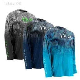 Angelzubehör 2023 HUK Neue Angelbekleidung Herren belüftetes Langarm-Sweatshirt mit UV-Schutz Atmungsaktive Oberteile Sommer-Angelhemden Camisa HKD230706