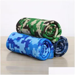 Toalha Camuflagem Cool Toalhas Verão Insolação Gelo Frio Ioga Exercício Esportes Resfriador de Pescoço Secagem Rápida Macio Respirável Esporte Dbc Drop Del Dhkmz