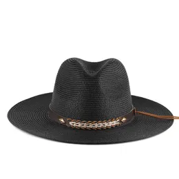 Summer Straw Hats For Women Panama Wide Brim Men Jazz Cap Holiday UV Protection Beach Sun Hats Outdoor Travel Hat