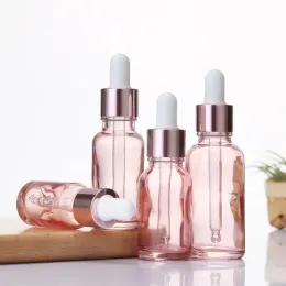 Pink Glass Dropper Bottle Container Jar Pot Vials For Essential Oils Eyes Sample Drops Dropping Refillable Bottles