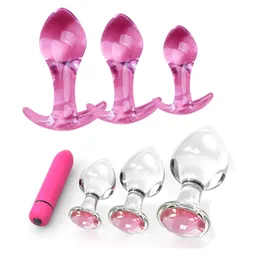 Vibrators Vagina Jewelry Anal Plug Glass Dildo Ass Diamond Prostate Vibrator For Men Women Sex Toys Mini Crystal Butt 230706