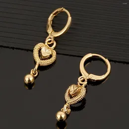 Boucles d'oreilles pendantes coeur à la mode pour femmes fille couleur or boule arabe moyen-orient bijoux