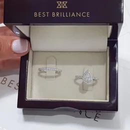 Obrączki ślubne prosta kropla wody cyrkon zestaw pierścionków zaręczynowych dla kobiet z Micro Pave śliczne gruszka w kształcie pierścionki damskie obrączka biżuteria ślubna prezenty 230706