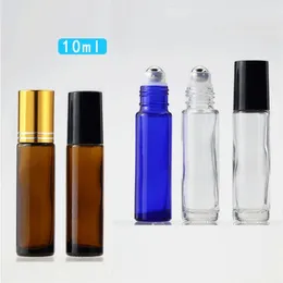 10 ミリリットルロールオンボトル透明ガラスロールビーズボトル香水分割ボトルポータブルミニ化粧品空ボトル by Sea T9I002363