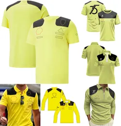 남자 티셔츠 F1 팀 축하 2023 새로운 포뮬러 1 드라이버 옐로우 폴로 여름 경주 스포츠 통기성 티셔츠 저지