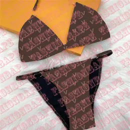 Женский бюстгальтер купальники пиджама летние пляжные бикини дизайнерские буквы с отпечатка купальники металлический лоскутный купальник338n