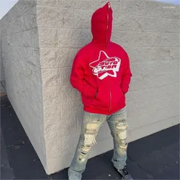 Erkek Hoodies y2k vintage baskı fermuarlı sweatshirt harajuku büyük boy erkekler uzun kolu goth grunge kadınlar emo hip hop ceketleri