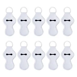 DHL sublimação em branco Chapstick titular Neoprene Keychain Lipstick Sleeves Keyring JN08