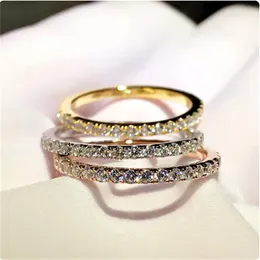 Eternity Female 100% 925 Sterling Silver Ring Simulated Diamond Cz Engagement Wedding band rings for women men Party Jewelry