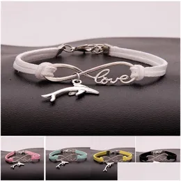 Charm Bracelets New Metal Animal Dolphin Women Infinity Love Veet String Rope Warp Bangle For Men S Simple Jewelry In Bk Drop Deliver Dhwvn