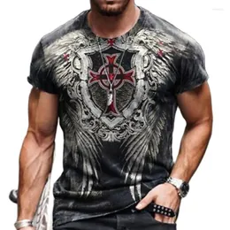 Camisetas masculinas Summer Crucifix Shirt 3D Printed Cross Manga Curta Tops Oversized Tee Homme Clothing Jesus Christ Camiseta Hombre