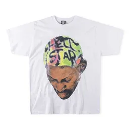Roupas de moda de grife camisetas camisetas High Street Hellstar Studios Rodman Head Print Trendy Men's and Women's Short Sleeve T-shirt Rock Hip hop