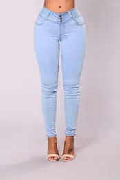Jeans da donna Fashion Streetwear Pantaloni casual a figura intera Skinny Stretch 2023 Pantaloni in denim a matita blu slim