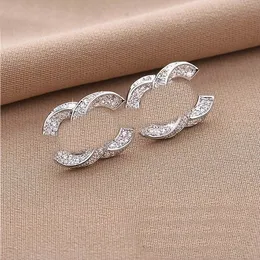 Luxus Ohrstecker Designer Ohrringe Buchstaben Diamant Ohrringe Schmuck Frau Kristall Strass Perlen Hochzeit Geschenke Zubehör
