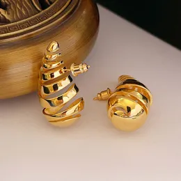 Stud Trendy Croissant Spiral Chunky Drop Brincos para mulheres Brincos de lágrima ocos leves banhados a ouro Dupes Fashion Jewelry 230706