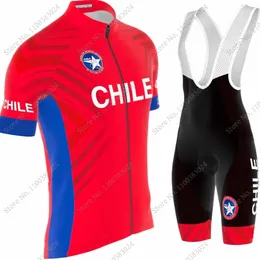 Cykeltröja Set Röd Chile Landslagsset Herr Cykelkläder Landvägscykelskjortor Kostym Bib Shorts MTB Ropa Maillot 230706