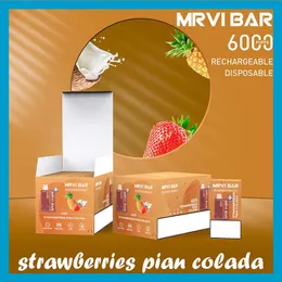 Mrvi Bar 6000 Einweg-Vape-Pen-E-Zigarettengerät mit 650-mAh-Akku, 13-ml-Pod, vorgefüllte Kartusche, wiederaufladbar im Vergleich zum Puff 9000 eb-Design
