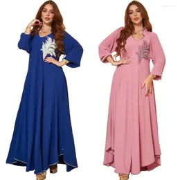 Ethnic Clothing 2023 Spring Muslim Middle East Southeast Asia Applique Solid Fashion Women Turkish Long Dresses Vestidos Musulmanes