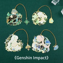 Bokmärke Genshin Impact Metal Hollow Out Nahida Alhaitham Sangonomiya Kokomi Yae Miko Bokmärken för böcker Long Chain Pendant 230705