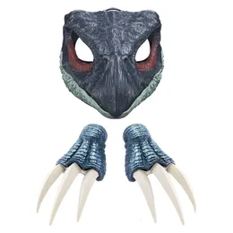 Party Masks Jurassic Therizinosaurus Dinosaur Mask with Opening Jaw 10 in Claws Realistic Texture Nose Eyes Secure Strap 230705