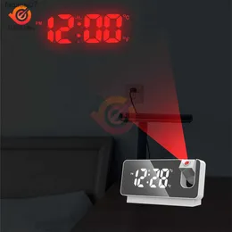180 回転 LED デジタル投影目覚まし時計ミュート電子時計天井プロジェクター目覚まし時計寝室のベッドサイドデスクトップ L230620