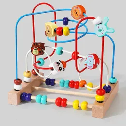 Puzzle dla dzieci Montessori wczesna nauka edukacyjne zabawki matematyczne drewniane koła koralik drut labirynt Abacus Puzzle dla dzieci chłopiec dziewczyna prezent 230705