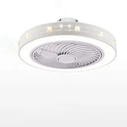 Moderna takfläktar med lampor Vitmålat järn Akryl LED-fläktljus Dimbart Sovrum Vardagsrum Fläktlampa Fjärrkontroll