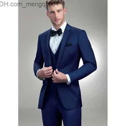 Męskie dresy granatowy męski garnitur ślubny 3-częściowy zestaw (kurtka + spodnie + kamizelka + krawat) Groom Slim Fit frak spersonalizowana kurtka spodnie sukienka na imprezę Z230707